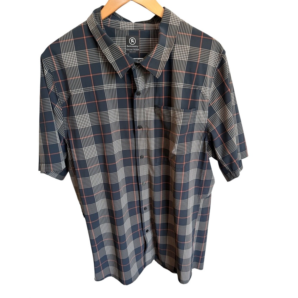 Backcountry Performance Mountain Biking Hiking Plaid Button Down Men's Shirt XL